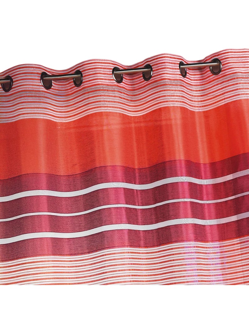 Cortina com riscas horizontais coloridas Vermelho tijolo - Kiabi