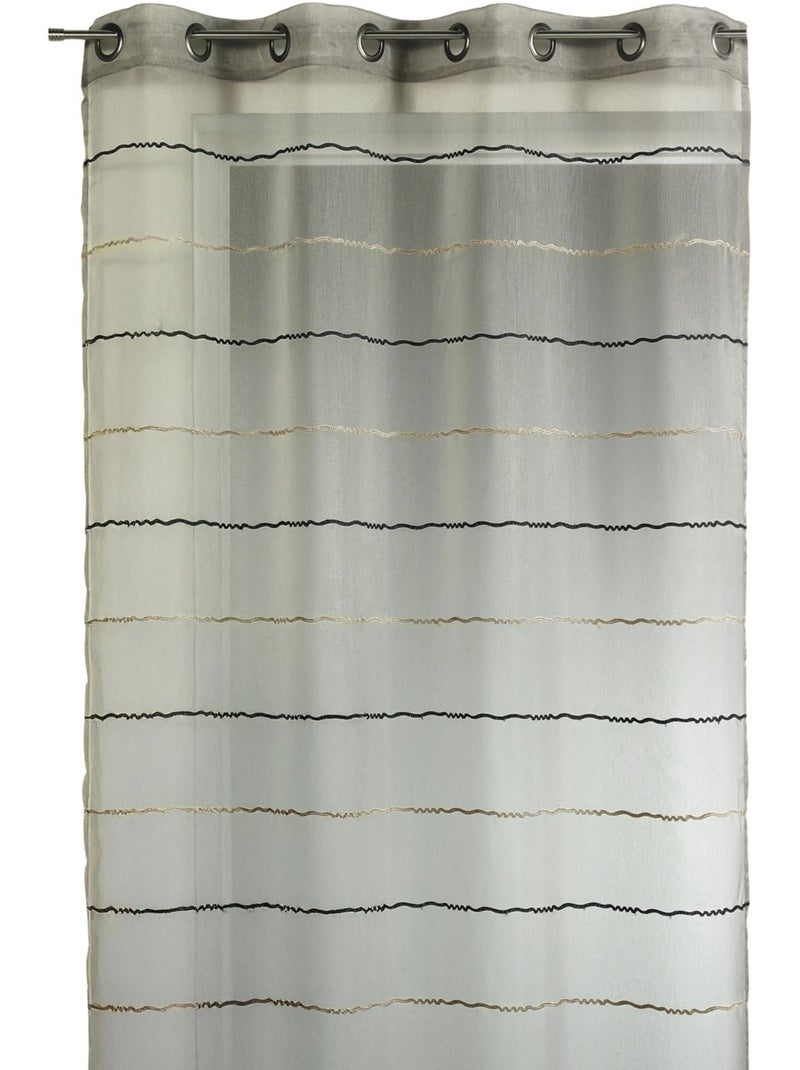 Cortina com riscas horizontais onduladas decorativas Toupe - Kiabi