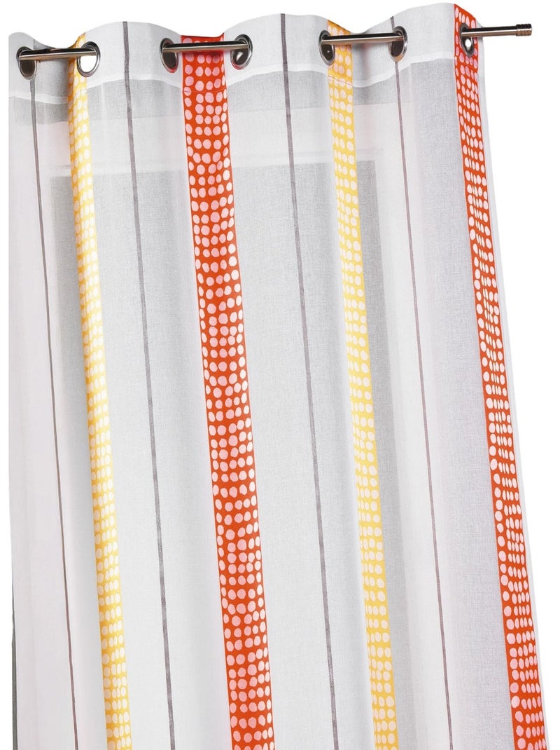 Cortina com riscas verticais e bolinhas Laranja-coral - Kiabi
