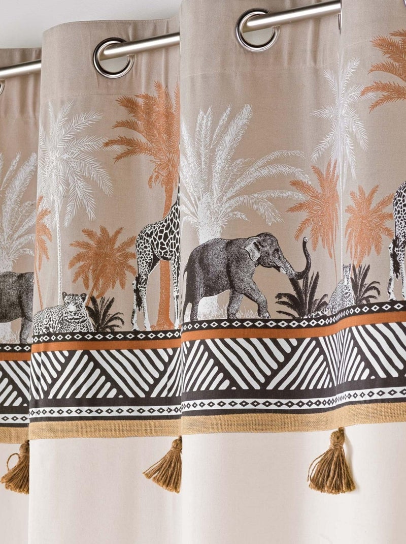 Cortina com topo estilo safari Toupe - Kiabi