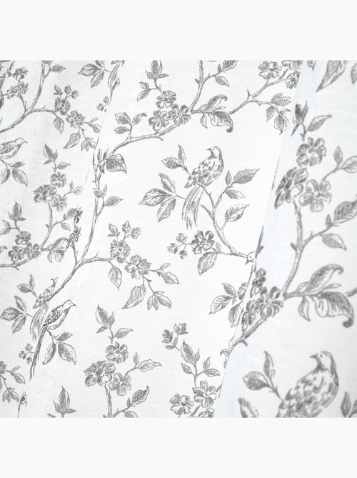 Cortina de algodão com ilhós e padrão floral - Kiabi