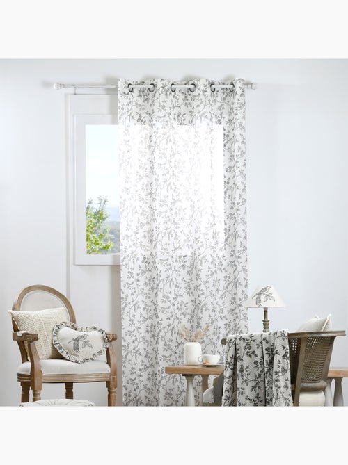 Cortina de algodão com ilhós e padrão floral - Kiabi