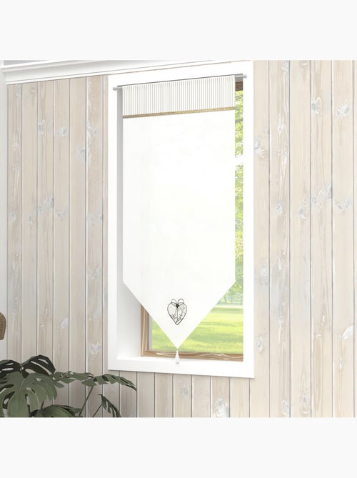 Cortina de algodão com passador para varão e ponta decorativa - Kiabi