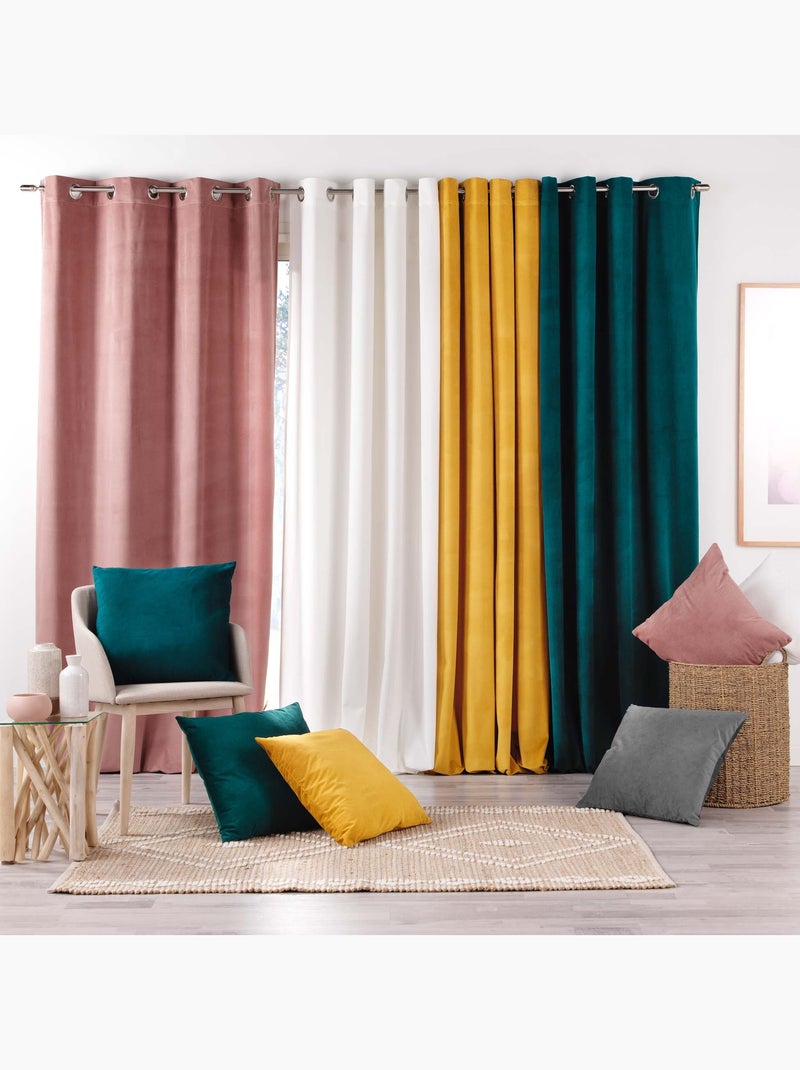 Cortina de decoração em veludo com relevo Cinza - Kiabi
