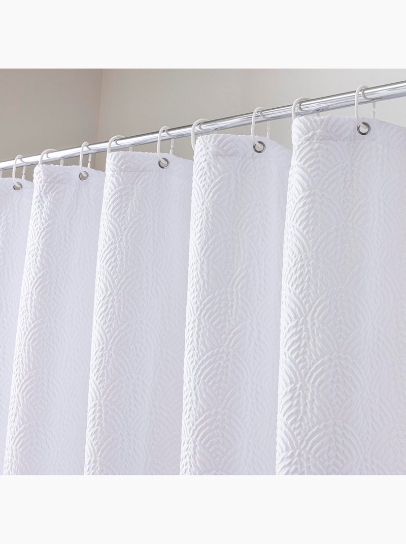 Cortina de duche em microfibra estampada com ganchos Branco - Kiabi