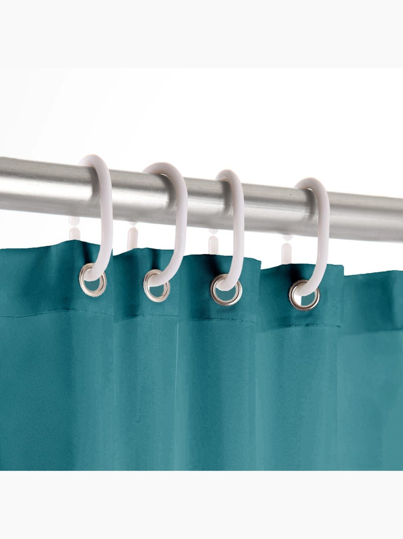 Cortina de duche simples com ganchos Azul-petróleo - Kiabi