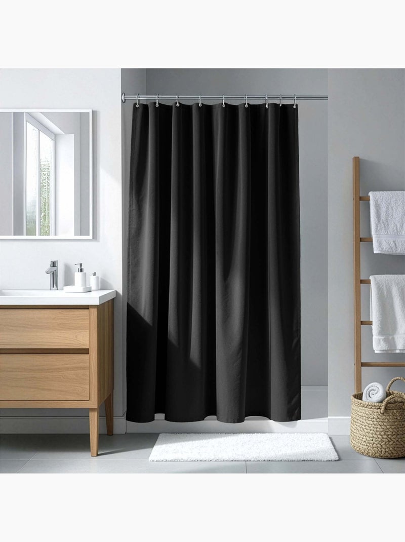 Cortina de duche simples com ganchos Preto - Kiabi