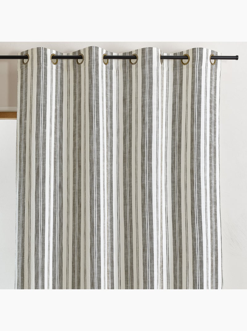 Cortina de ecrã às riscas de algodão flamejado Cáqui - Kiabi