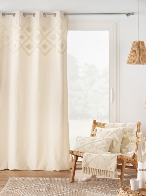 Cortina de ecrã em ecru com detalhes tufados - Kiabi Cortina de ecrã em ecru com detalhes tufados - Kiabi
