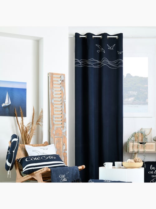 Cortina de ecrã em polycotton com ilhós com motivos marítimos - Kiabi