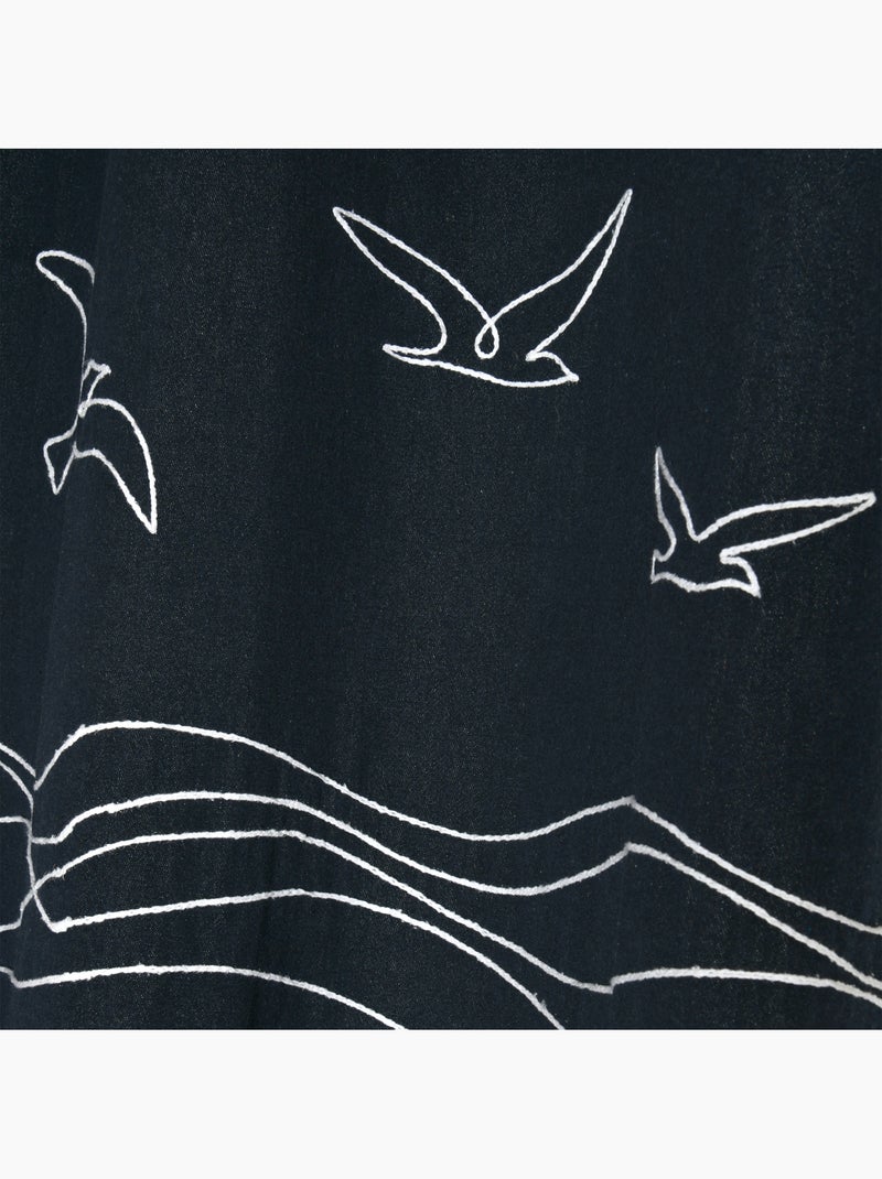 Cortina de ecrã em polycotton com ilhós com motivos marítimos Azul-marinho - Kiabi