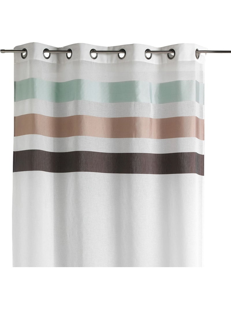 Cortina de estamefa com riscas horizontais Castanho-chocolate - Kiabi