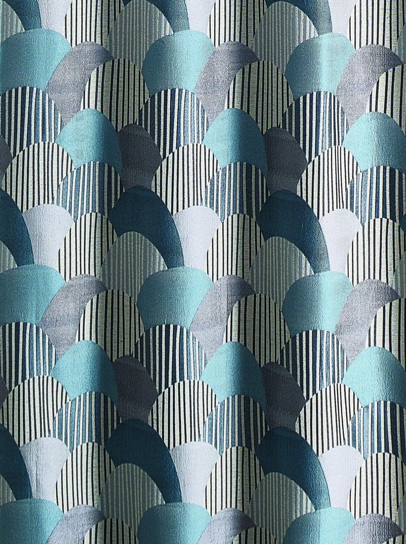 Cortina de estofos em jacquard arredondado Azul - Kiabi
