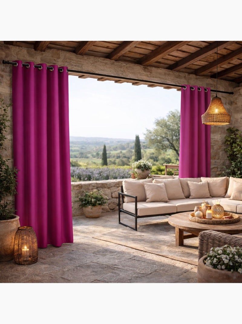 Cortina de exterior colorida resistente aos raios uv Rosa-fúcsia - Kiabi