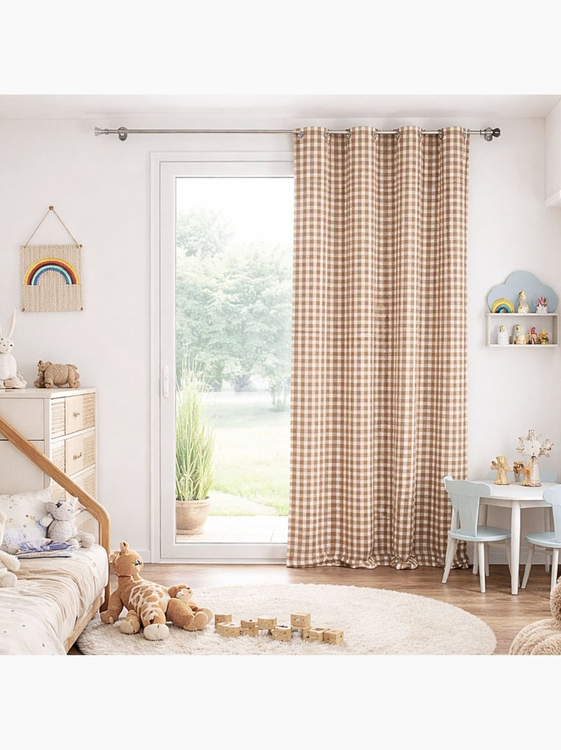 Cortina de gingão 100% algodão lourmarin Terracota - Kiabi