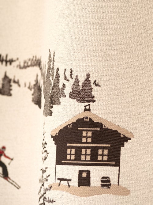 Cortina de ilhós jacquard com motivo de chalés e abetos - Kiabi