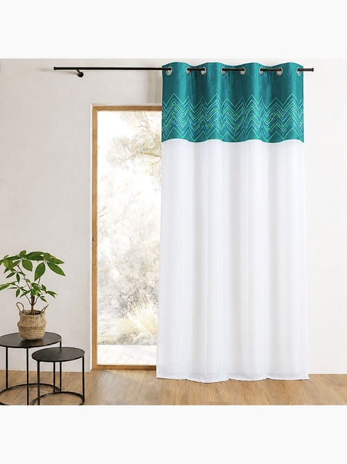 Cortina de jacquard com acabamento em padrão em espinha - Kiabi Cortina de jacquard com acabamento em padrão em espinha - Kiabi