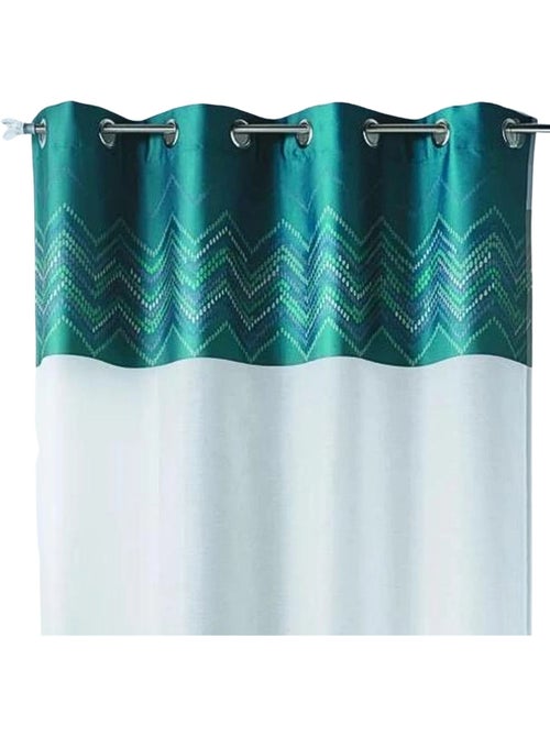Cortina de jacquard com acabamento em padrão em espinha - Kiabi Cortina de jacquard com acabamento em padrão em espinha - Kiabi