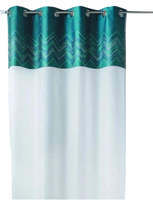 Cortina de jacquard com acabamento em padrão em espinha - Kiabi Cortina de jacquard com acabamento em padrão em espinha - Kiabi