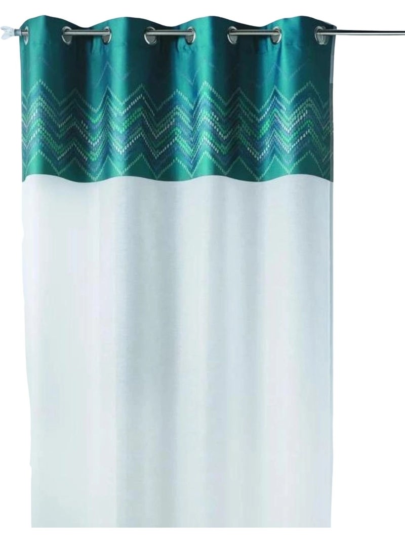 Cortina de jacquard com acabamento em padrão em espinha Azul-petróleo - Kiabi