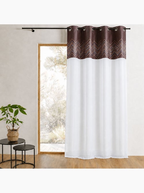 Cortina de jacquard com acabamento em padrão em espinha - Kiabi Cortina de jacquard com acabamento em padrão em espinha - Kiabi