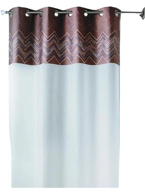 Cortina de jacquard com acabamento em padrão em espinha - Kiabi Cortina de jacquard com acabamento em padrão em espinha - Kiabi