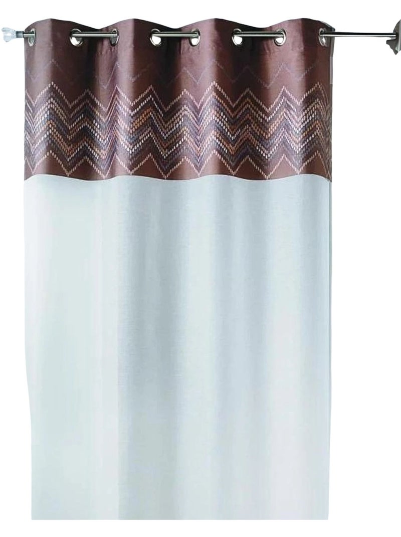 Cortina de jacquard com acabamento em padrão em espinha Castanho-chocolate - Kiabi