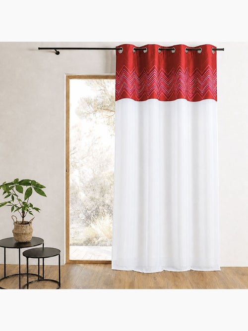 Cortina de jacquard com acabamento em padrão em espinha - Kiabi Cortina de jacquard com acabamento em padrão em espinha - Kiabi