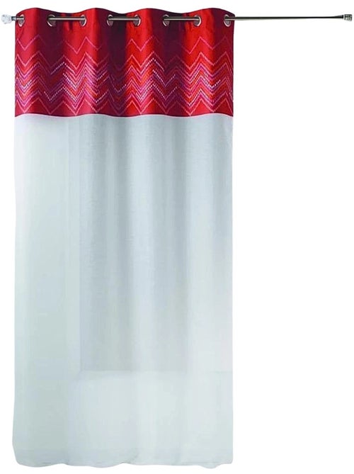 Cortina de jacquard com acabamento em padrão em espinha - Kiabi Cortina de jacquard com acabamento em padrão em espinha - Kiabi