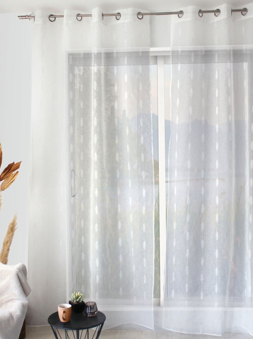 Cortina de jacquard com bolinhas ovais e ilhós - Kiabi Cortina de jacquard com bolinhas ovais e ilhós - Kiabi