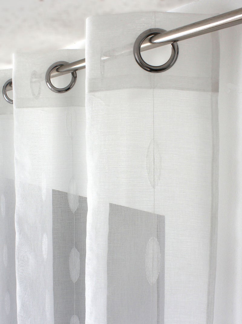 Cortina de jacquard com bolinhas ovais e ilhós Branco - Kiabi