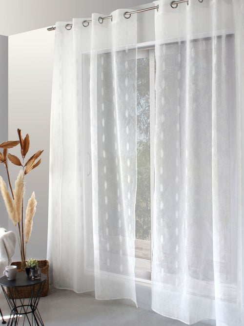Cortina de jacquard com bolinhas ovais e ilhós - Kiabi Cortina de jacquard com bolinhas ovais e ilhós - Kiabi