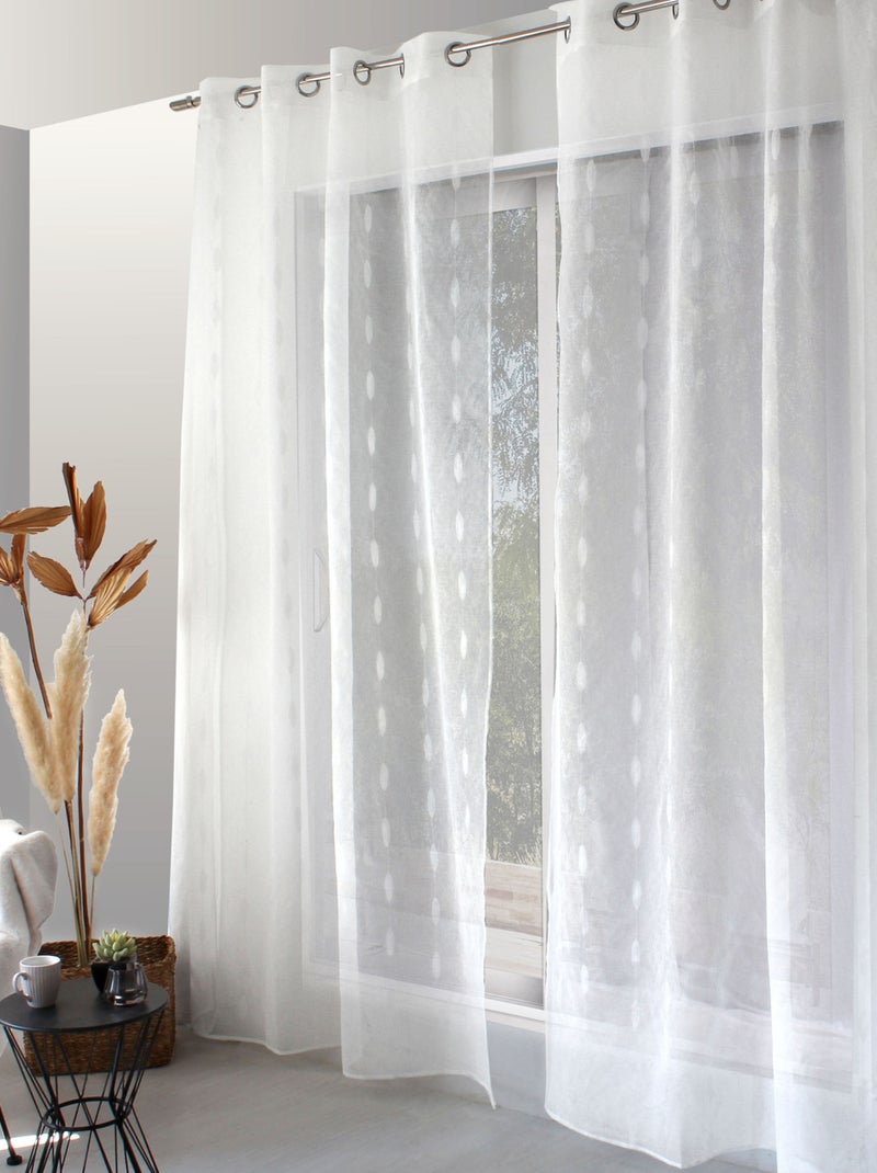 Cortina de jacquard com bolinhas ovais e ilhós Branco - Kiabi