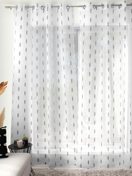 Cortina de jacquard com bolinhas ovais e ilhós - Kiabi Cortina de jacquard com bolinhas ovais e ilhós - Kiabi