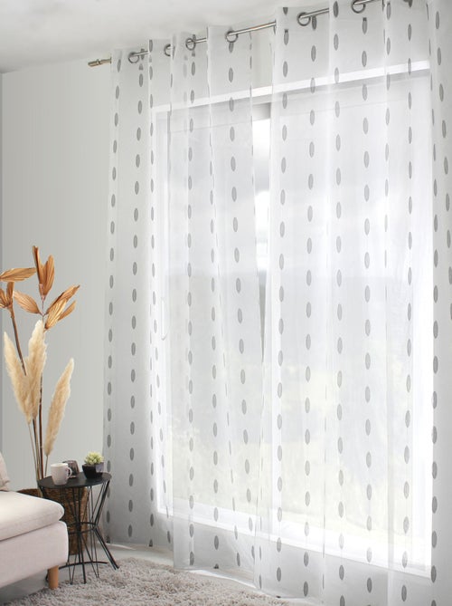 Cortina de jacquard com bolinhas ovais e ilhós - Kiabi Cortina de jacquard com bolinhas ovais e ilhós - Kiabi