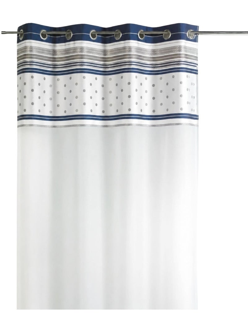 Cortina de jacquard com forro às riscas horizontais Azul-marinho - Kiabi