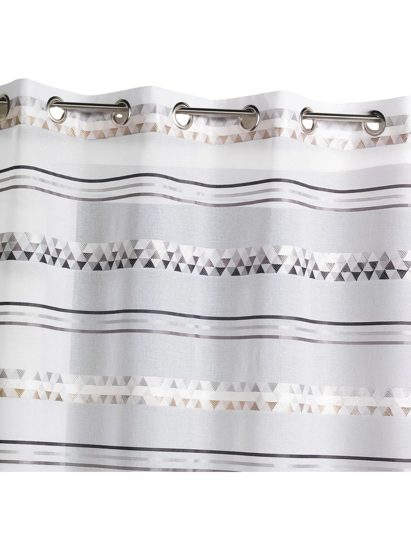 Cortina de jacquard com riscas geométricas Cinza claro - Kiabi