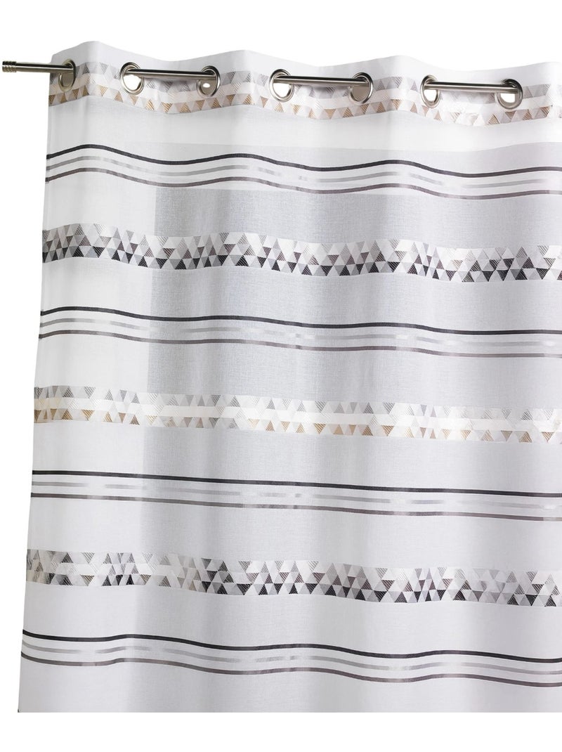 Cortina de jacquard com riscas geométricas Cinza claro - Kiabi
