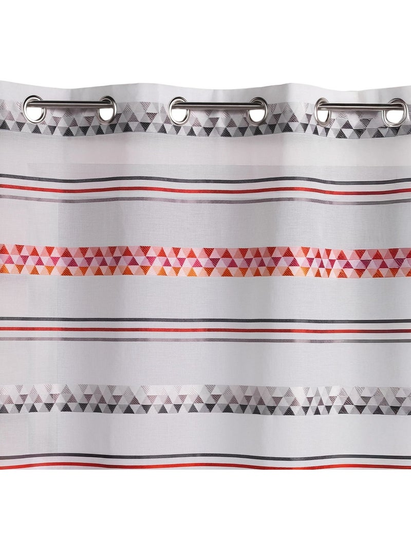 Cortina de jacquard com riscas geométricas Laranja - Kiabi