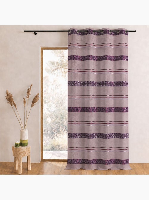 Cortina de jacquard com riscas geométricas - Kiabi