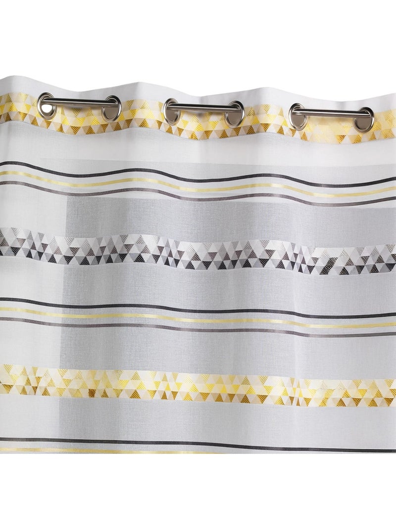 Cortina de jacquard com riscas geométricas Verde tília - Kiabi