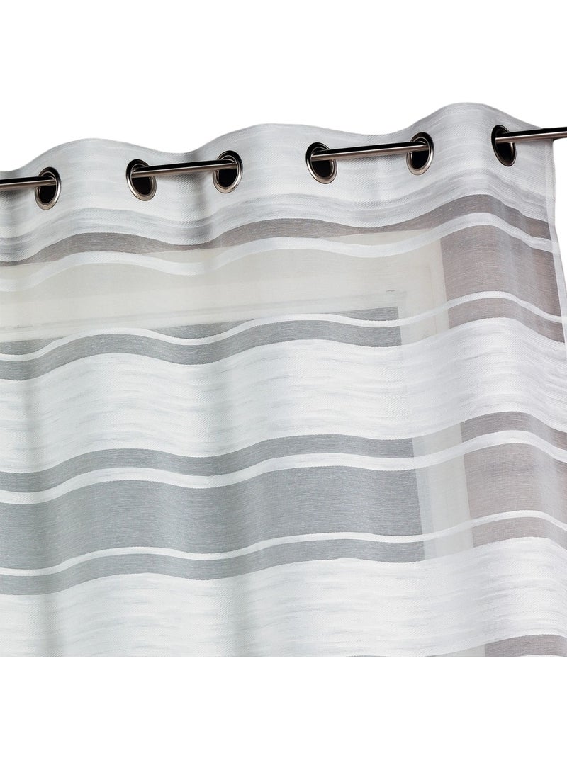 Cortina de jacquard com riscas horizontais Marfim - Kiabi