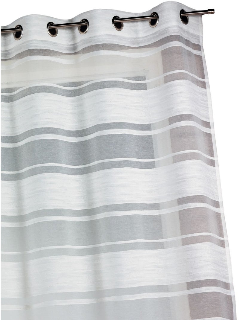 Cortina de jacquard com riscas horizontais Marfim - Kiabi