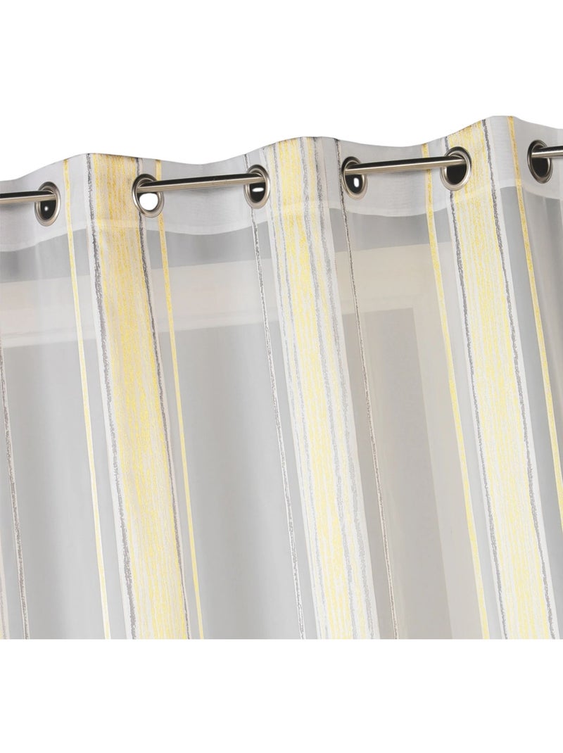 Cortina de jacquard com riscas verticais finas Amarelo - Kiabi