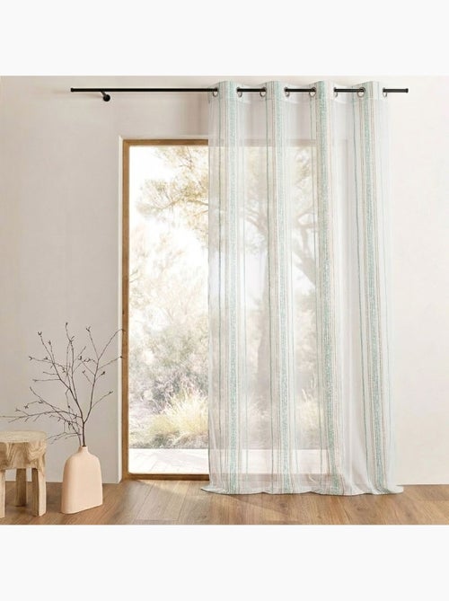 Cortina de jacquard com riscas verticais finas - Kiabi