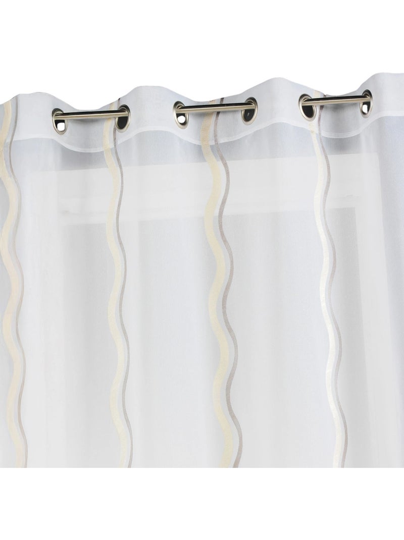 Cortina de jacquard com riscas verticais onduladas Toupe - Kiabi