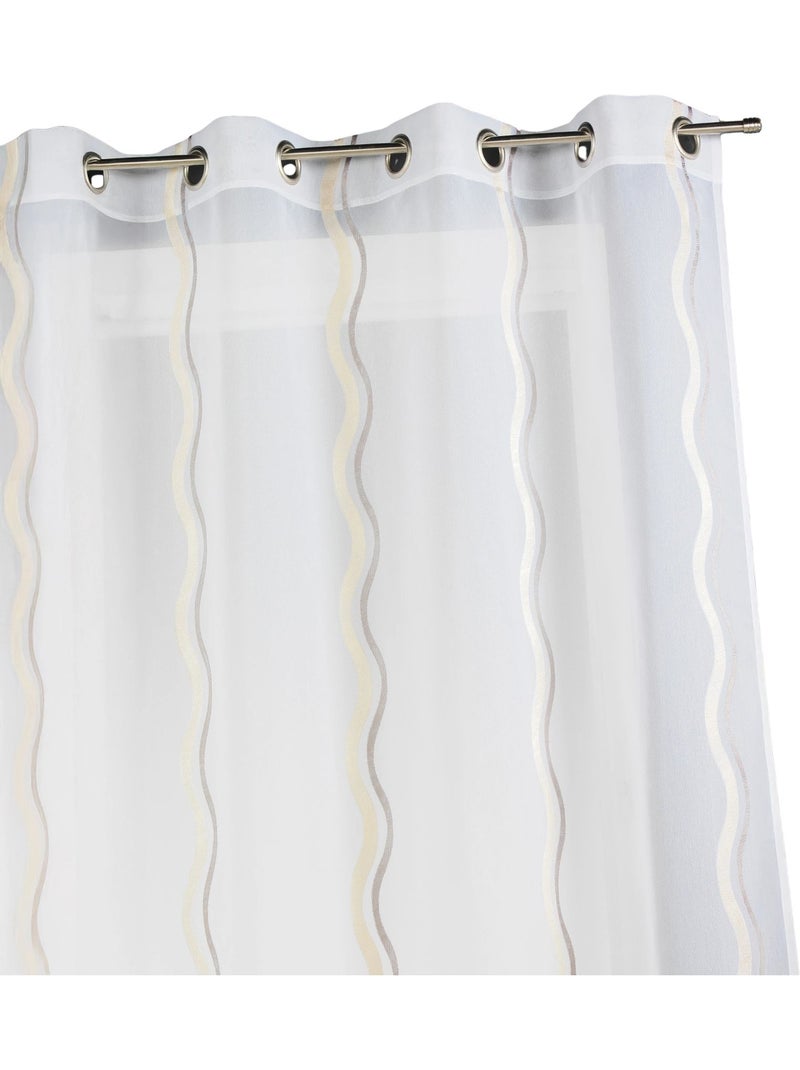 Cortina de jacquard com riscas verticais onduladas Toupe - Kiabi