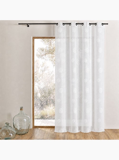 Cortina de organza bordada com motivos redondos - Kiabi