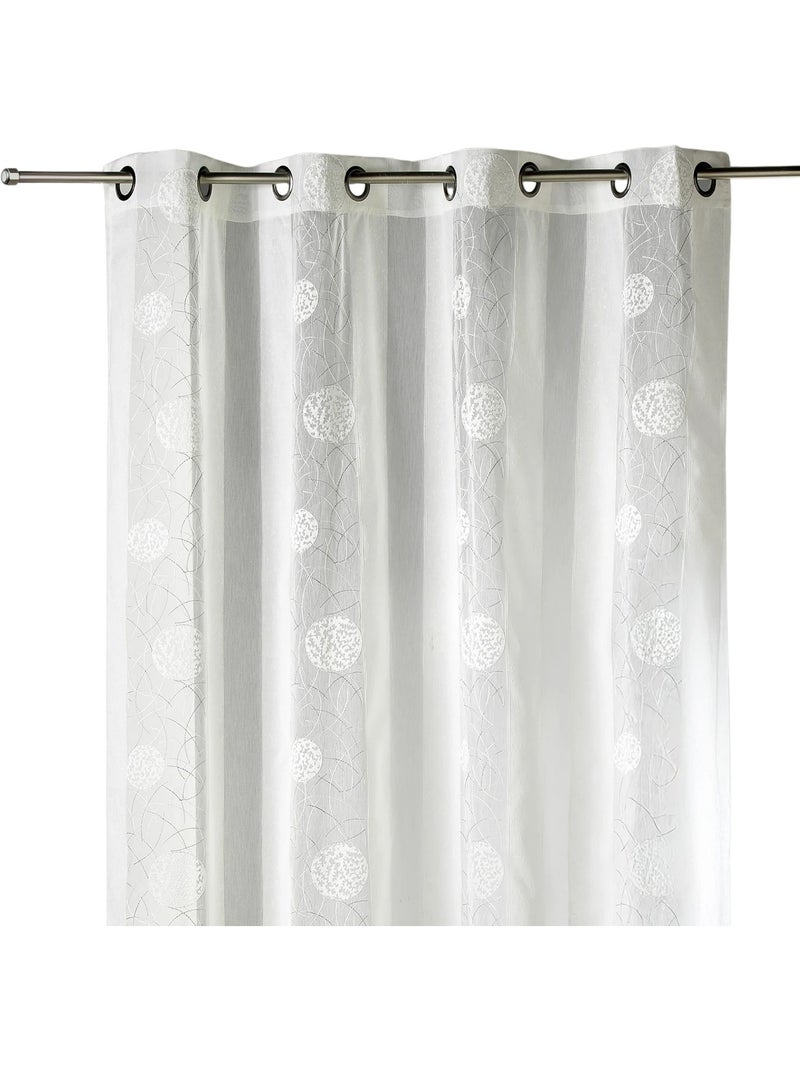 Cortina de organza bordada com motivos redondos Marfim - Kiabi