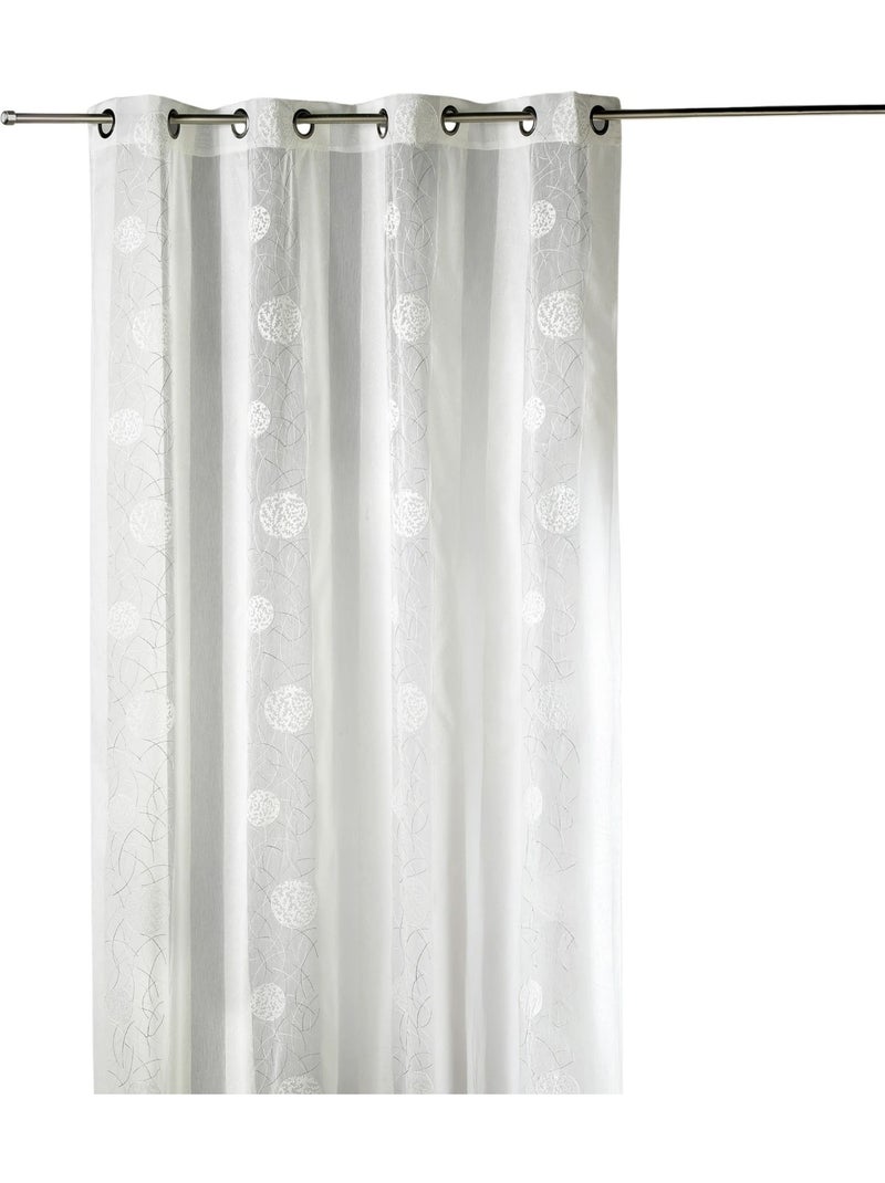 Cortina de organza bordada com motivos redondos Marfim - Kiabi